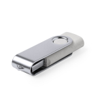 Memoria USB in paglia di frumento con clip metallica rotante color grigio chiaro terza vista