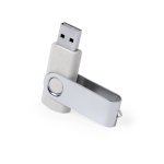 Memoria USB in paglia di frumento con clip metallica rotante color grigio chiaro prima vista