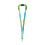 Lanyard in poliestere riciclato con chiusura di sicurezza e moschettone color bianco prima vista