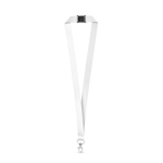 Lanyard in poliestere riciclato con chiusura di sicurezza e moschettone color bianco