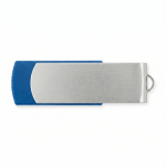 Memoria USB realizzata in plastica con clip in alluminio rotante color blu