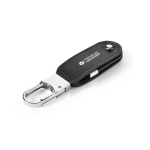 USB realizzato in PU con moschettone metallico incluso color nero immagine con logo