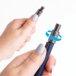 Penna a sfera in alluminio con finitura gommata, spinner e inchiostro blu vue 1