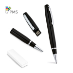 Penna USB 2.0 su misura in metallo con clip e inchiostro nero color nero con scatola