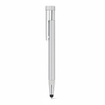 Penna USB su misura in alluminio con gommino touch e inchiostro nero color argento brillante