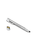 Penna USB su misura in alluminio con gommino touch e inchiostro nero color argento brillante vista principale