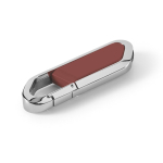 USB retrattile su misura in acciaio inossidabile con moschettone color bordò
