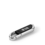 USB retrattile su misura in acciaio inossidabile con moschettone color nero vista principale