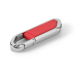 USB retrattile su misura in acciaio inossidabile con moschettone color rosso