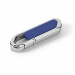 USB retrattile su misura in acciaio inossidabile con moschettone color blu reale