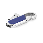 USB retrattile su misura in acciaio inossidabile con moschettone color blu reale