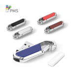USB retrattile su misura in acciaio inossidabile con moschettone color blu reale con scatola