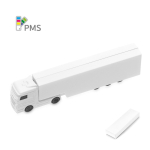 Memoria USB su misura con divertente forma di camion color bianco con scatola