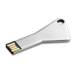 USB su misura in alluminio a forma di chiave triangolare con foro color argento
