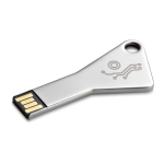USB su misura in alluminio a forma di chiave triangolare con foro color argento
