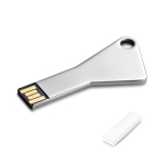USB su misura in alluminio a forma di chiave triangolare con foro color argento con scatola