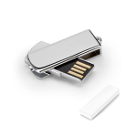 USB in metallo su misura retrattile disponibile in finitura cromata color argento con scatola