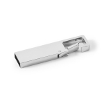 Memoria USB in metallo rettangolare su misura con moschettone color argento