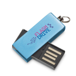 USB su misura in alluminio con clip rotante colorata color azzurro