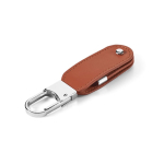 Memoria USB su misura in pelle PU con moschettone a gancio color marrone