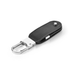 Memoria USB su misura in pelle PU con moschettone a gancio color nero