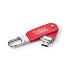 Memoria USB su misura in pelle PU con moschettone a gancio color rosso