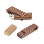 Memoria USB su misura rotante realizzata in legno di noce color legno scuro con scatola