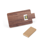 Tessera USB su misura in legno di noce personalizzabile color legno scuro con scatola