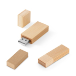 USB su misura con scocca in legno di bambù e cappuccio color naturale con scatola