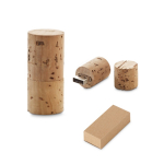 Memoria USB su misura in sughero a forma di tappo da vino color naturale con scatola