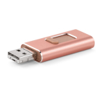 USB su misura in metallo 4 funzioni in 1 con clip retrattile color rosa