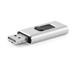 USB su misura in metallo 4 funzioni in 1 con clip retrattile color argento brillante