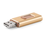 USB su misura in metallo 4 funzioni in 1 con clip retrattile color dorato chiaro