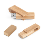 Memoria USB rotante su misura realizzata in legno di bambù color naturale con scatola