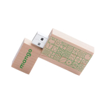 Memoria USB quadrata su misura in legno di bambù con cappuccio color legno chiaro