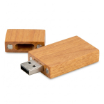 Memoria USB quadrata su misura in legno di bambù con cappuccio color legno scuro