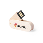 USB rotante sottile su misura con scocca realizzata in legno color legno chiaro