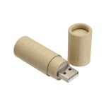 USB sostenibile cilindrica su misura in cartone riciclato color naturale