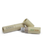 USB sostenibile cilindrica su misura in cartone riciclato color naturale