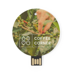 Memoria USB rotonda su misura realizzata in cartone riciclato color naturale