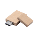 Memoria USB su misura con cappuccio e scocca in cartone riciclato color beige
