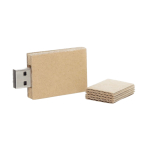 Memoria USB su misura con cappuccio e scocca in cartone riciclato color beige