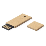 Memoria USB rettangolare in cartone riciclato su misura color naturale