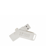 Memoria USB su misura con scocca e clip realizzate in metallo color argento vista area di stampa