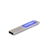 USB in metallo piatta su misura con logo retroilluminato color argento