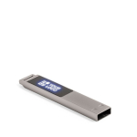 USB in metallo piatta su misura con logo retroilluminato color argento vista area di stampa