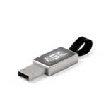 USB metallica su misura con logo retroilluminato e piccolo laccetto color argento