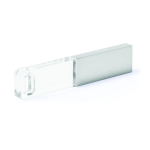 USB su misura in metallo e cristallo con luce LED all'inserimento color argento