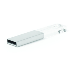 USB su misura in metallo e cristallo con luce LED all'inserimento color argento