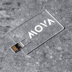 Tessera USB su misura trasparente personalizzabile su 2 lati color marrone aranciato
